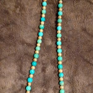 Turquoise beads & 18K gold over sterling silver bead necklace. 17" & 2" extender